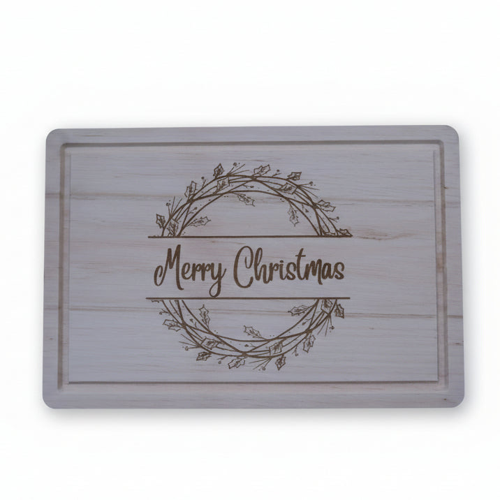 Weihnachtliches graviertes Schneidebrett- aus Holz- perfektes Geschenk zur Weihnachtszeit