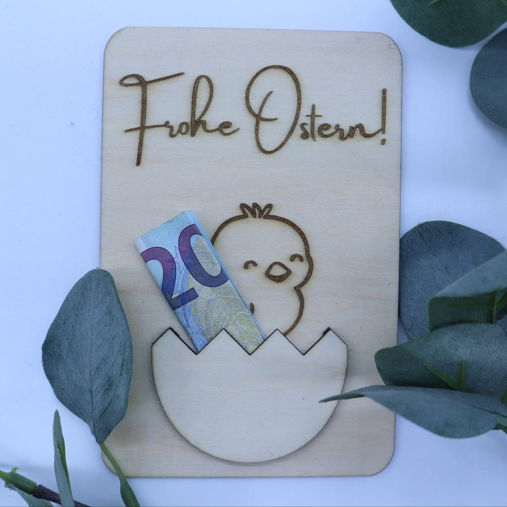 Geschenkidee Ostern Holzkarte mit Gravur