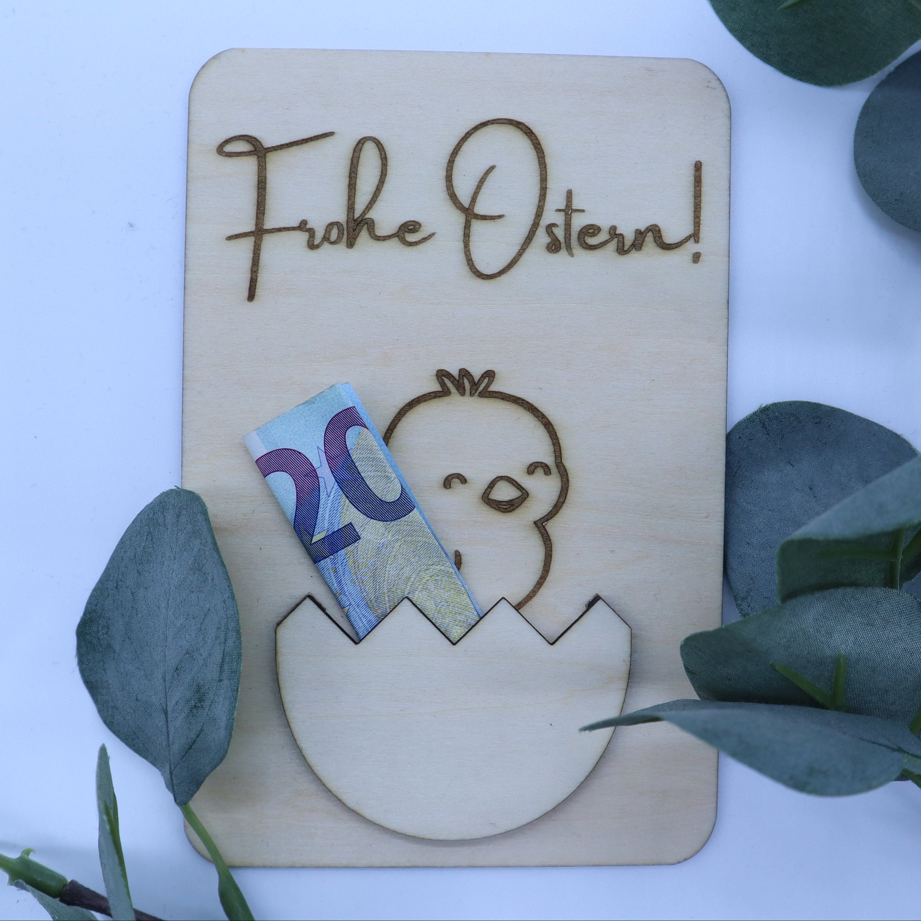Geschenkidee Ostern Holzkarte mit Gravur