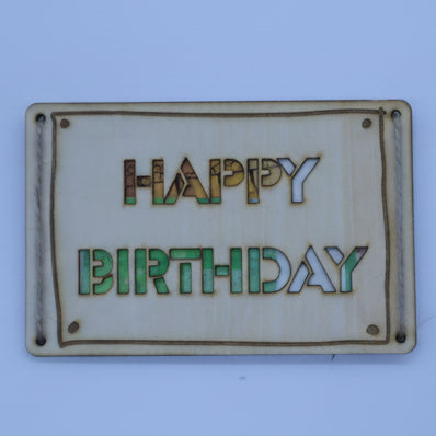 Geldgeschenk Karte Happy Birthday aus Holz