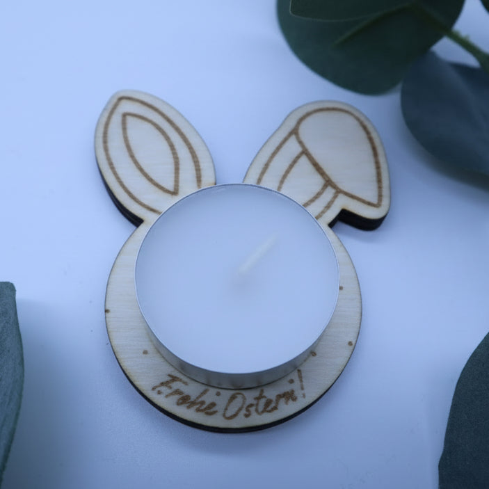 Osterdeko Teelicht Halter Hase aus nachhaltigem Holz